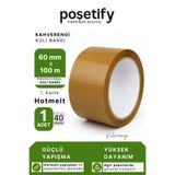 POŞETİFY 60 mm x 100 Metre Hotmelt Koli Bandı | 1. Kalite | Güçlü Kahverengi Paketleme Bandı | 1 Adet