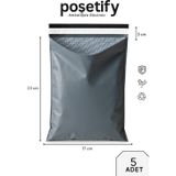 Poşetify Balonlu Gri Kargo Poşeti 17X23+5 cm | 5 Adet | Bantlı Patpatlı Kargo Poşeti | Balonlu Naylon Torba