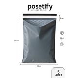 Poşetify Balonlu Gri Kargo Poşeti 24X30+5 cm | 5 Adet | Bantlı Patpatlı Kargo Poşeti | Balonlu Naylon Torba