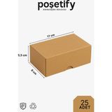 Poşetify Baskısız Kraft Kesimli Kutu 17X8X5,5 cm | 25 Adet | Dayanıklı E-Ticaret ve Hediye Paketleme Kutusu - Çift Yönlü