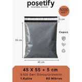 Poşetify Cepli Kargo Poşeti 45x55x5 cm | 5000 Adet | Gri | 80 Mikron | Büyük Boy