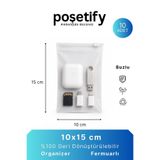 POŞETİFY Fermuarlı Organizer 10x15 Cm | 10 Adet | Buzlu Şeffaf Teknoloji, Seyahat ve Çok Amaçlı Torba