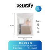 POŞETİFY Fermuarlı Organizer 15x20 Cm | 10 Adet | Buzlu Şeffaf Kozmetik, Makyaj Çantası ve Çok Amaçlı Torba