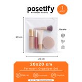 POŞETİFY Fermuarlı Organizer 20x20 Cm | 1 Adet | Buzlu Şeffaf Makyaj Çantası, Kozmetik ve Çok Amaçlı Torba