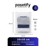 POŞETİFY Fermuarlı Organizer 20x30 Cm | 10 Adet | Makyaj ve Çanta İçi Buzlu Şeffaf Saklama Torbası