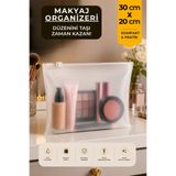 POŞETİFY Fermuarlı Organizer 30x20 Cm | 10 Adet | Buzlu Şeffaf Makyaj Çantası, Kozmetik ve Çok Amaçlı Torba