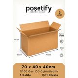 POŞETİFY Taşınma Kolisi 70x40x40 Cm | 5 Adet | Çift Oluklu Büyük Boy Karton Koli | Ev Taşıma ve Depolama
