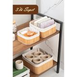 Posima 2083 Kare 3Lü Pinterest Sepet Bambu Sepet Seti Dekoratif Banyo Mutfak Düzenleyici Organizeri Diğer