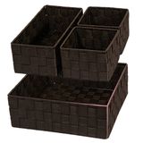 Posprica Düzenlemek için dokuma saklama sepetleri, küçük sepetler, küp kabı, düzenleyici, çekmece, dolap, raf, komodin için ayırma duvarı, 4'lü set (kahverengi)