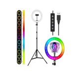 post alley 14 Inç (36MJ) Rgb Çok Renkli Led Make Up Selfie Işığı 210 Cm Tripot Selfie Çubuğu Tiktok Işığı Rgb