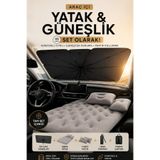 post alley Araç İçi Şişme Yatak ve Ön Cam Güneşliği Seti, 2 Yastıklı, Taşıma Çantalı Kamp ve Seyahat Yatağı