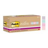 Post-it %100 Geri Dönüşümlü Kağıt Süper Yapışkan Notlar, 2X Yapıştırma Gücü, 7,62 x 7,62 cm, 24 Ped/Paket, 70 Yaprak/Ped, Wanderlust Pastel Koleksiyonu (654R-24SSNRPCP)