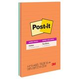 Post-it Süper Yapışkan Çizgili Notlar, 4 Yapışkan Not Defteri, 12,7 x 20,32 cm, Yurdunuzda, Evinizde veya Ofisinizde Organizasyon için İdeal, Energy Boost Koleksiyonu