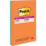 Post-it Süper Yapışkan Çizgili Notlar, 4 Yapışkan Not Defteri, 4 x 6 inç, Okul Malzemeleri, Ofis Ürünleri, Dikey Yüzeyler, Monitörler, Duvarlar ve Pencereler için Yapışkan Notlar, Enerji Arttırma