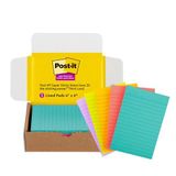 Post-it Süper Yapışkan Çizgili Notlar, 5 Yapışkan Not Defteri, 4x6", 2X Yapıştırma Gücü, Öğrenciler için Okula Dönüş Malzemeleri, Ders Kitapları, Defterler, Duvarlar ve Dikey Yüzeyler için Yapışkan