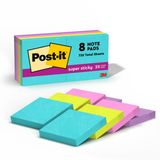 Post-it Süper Yapışkan Notlar, 8 Yapışkan Not Defteri, 4,8 x 4,8 cm, Okul Malzemeleri, Ofis Ürünleri, Dikey Yüzeyler, Monitörler, Duvarlar ve Pencereler için Yapışkan Notlar, Süpernova Neons