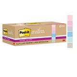 Post-it%100 Geri Dönüşümlü Kağıt Süper Yapışkan Notlar, 2X Yapıştırma Gücü, 3x3 inç, 12 Ped/Paket, 70 Yaprak/Ped, Wanderlust Pastel Koleksiyonu (654R-12SSNRP)