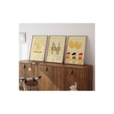 POSTER (ÇERÇEVESİZ) Civcivli sarı kişiselleştirilebilir bebek/çocuk odası 3lü seti Tablo