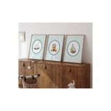 POSTER (ÇERÇEVESİZ) Teddy Ayıcık Desenli Bebek Odası 3lü seti Yeşil Tablo