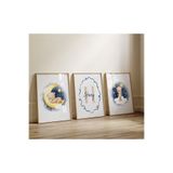 POSTER (ÇERÇEVESİZ)Teddy Bear Bebek Odası 3lü seti, Kişiselleştirilebilir 3lü Çerçevesiz seti Lacivert Tablo teddyyy