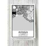 Postermanya Antalya Harita Dekoratif 70x100 cm Tasarım Poster