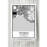 Postermanya Antalya Harita Dekoratif 90x130 cm Tasarım Poster