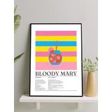 Postermanya Bloody Mary Kokteyl Tarifi Pop Art Mutfak Çerçeveli Tablo - Çerçeveli Poster