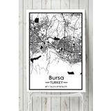 Postermanya Bursa Harita Dekoratif Tasarım 40x60 cm Poster