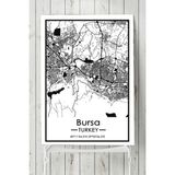 Postermanya Bursa Harita Dekoratif Tasarım 60x90 cm Poster