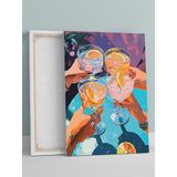 Postermanya Cheers, Dostlarla Şerefe Pop Art Mutfak Kanvas Tablo - Tuval Tablo