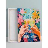 Postermanya Cheers in Bloom, Çiçek Açan Kadehler, Empresyonist Sanat Mutfak Kanvas Tablo - Tuval Tablo