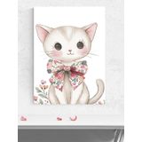 Postermanya Çiçekli Kedi Kız Bebek Odası Poster, Afiş, Kreş Çocuk Odası Dekorasyon, Yenidoğan Hediye