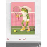 Postermanya Courtside Croaker, Korttaki Kurbağa Tenis Poster - Afiş - Dekoratif Duvar Poster