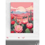 Postermanya Desert Bloom, Çöl Çiçeği Kaktüs, Dijital Sanat Poster - Afiş - Dekoratif Duvar Poster