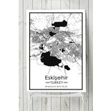 Postermanya Eskişehir Harita Dekoratif Tasarım 40x60 cm Poster