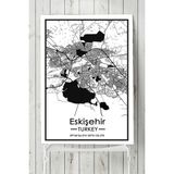 Postermanya Eskişehir Harita Dekoratif Tasarım 90x130 cm Poster
