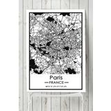 Postermanya Fransa Paris Harita Dekoratif Tasarım 40x60 cm Poster