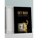 Postermanya Get Rich Yazılı Motivasyon Kanvas Tablo | Ofis ve Çalışma Odası Duvar Dekoru - Wall Art