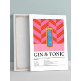 Postermanya Gin & Tonic, Cin Tonik Kokteyl Tarifi Pop Art Mutfak Kanvas Tablo - Tuval Tablo