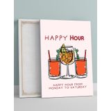 Postermanya Happy Hour, Mutlu Saat, Çizim Sanatı Mutfak Kanvas Tablo - Tuval Tablo