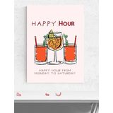 Postermanya Happy Hour, Mutlu Saat, Çizim Sanatı Mutfak Poster - Afiş - Dekoratif Duvar Poster