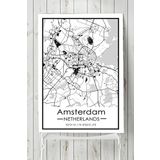 Postermanya Hollanda Amsterdam Harita Dekoratif Tasarım 60x90 cm Poster