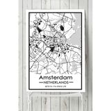 Postermanya Hollanda Amsterdam Harita Dekoratif Tasarım 90x130 cm Poster