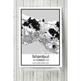Postermanya Istanbul Harita Dekoratif 80x115 cm Tasarım Poster