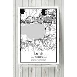 Postermanya İzmir Harita Dekoratif 40x60 cm Tasarım Poster