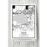 Postermanya İzmir Harita Dekoratif 70x100 cm Tasarım Poster