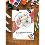 Postermanya Kadın Portreleri Yetişkin Boyama Kitabı 50 Sayfa 21x30 cm Renkli Mandala Desenler