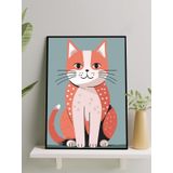 Postermanya Kedi Cazibesi Bebek Odası Çerçeveli Tablo, Kreş Çocuk Odası Çerçeveli Duvar Dekoru, Yenidoğan Hediye