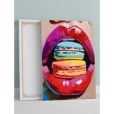 Postermanya Macaron Kiss, Makaron Öpücüğü Pop Art Kanvas Tablo - Tuval Tablo, Sanatsal Dekorasyon
