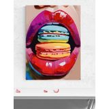 Postermanya Macaron Kiss, Makaron Öpücüğü Pop Art Sanatsal Poster - Afiş - Dekorasyon